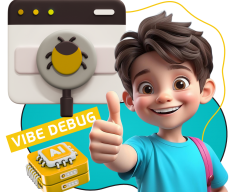 Тестирование & Vibe Debug. Охотники за багами - КИБЕРшкола программирования для детей, компьютерные курсы для школьников, начинающих и подростков - KIBERone г. Нагорный