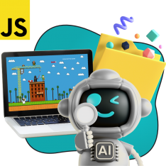 Язык программирования JavaScript + AI. Проектное обучение + геймификация + AI-помощники - КИБЕРшкола программирования для детей, компьютерные курсы для школьников, начинающих и подростков - KIBERone г. Нагорный